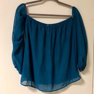 Off the shoulder teal blouse